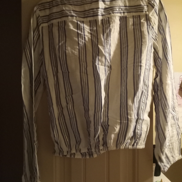 Striped Ruffle V-Neck Blouse - Picture 3 of 13